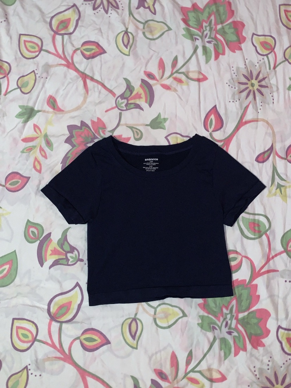 Ambiance Navy Short Sleeve Crop Tee for Kids